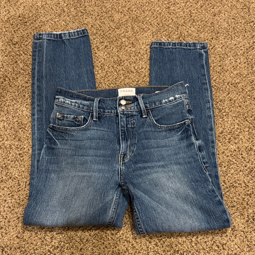 Frame Denim Women's Classic Sylvia Blue Straight Leg Jeans